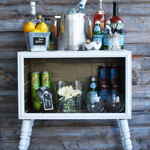 Gold Tiled Bar Cart