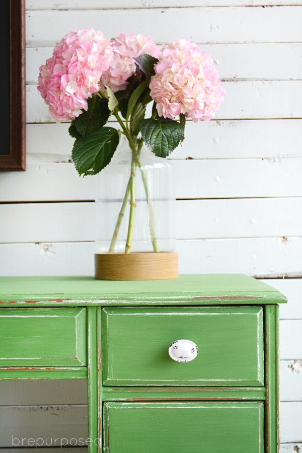 Desk Makeover with green Milk Paint - Brepurposed @ girlinthegarage.net