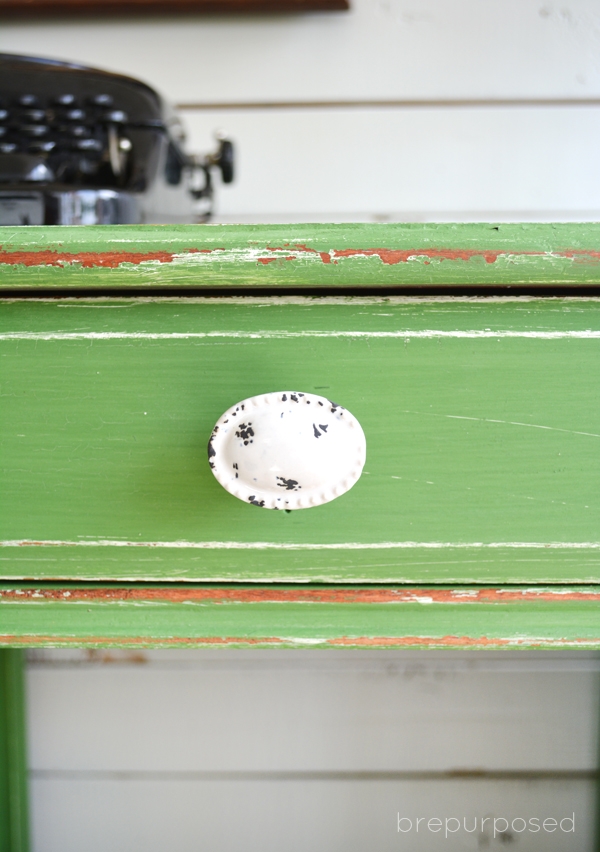 Desk Makeover with green Milk Paint - Brepurposed @ girlinthegarage.net