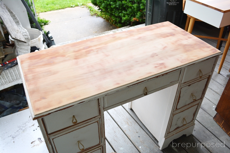 Desk Makeover with green Milk Paint - Brepurposed @ girlinthegarage.net