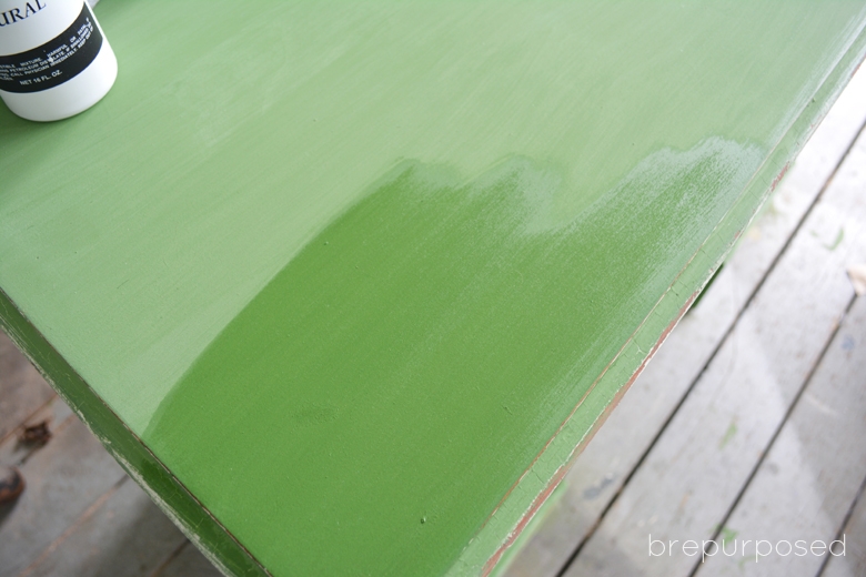 Desk Makeover with green Milk Paint - Brepurposed @ girlinthegarage.net