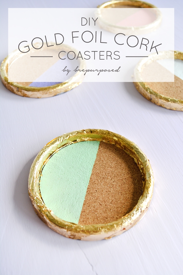 DIY Gold Foil Cork Coasters