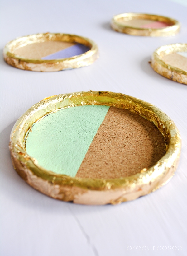 DIY Gold Foil Cork Coasters Bloom Designs