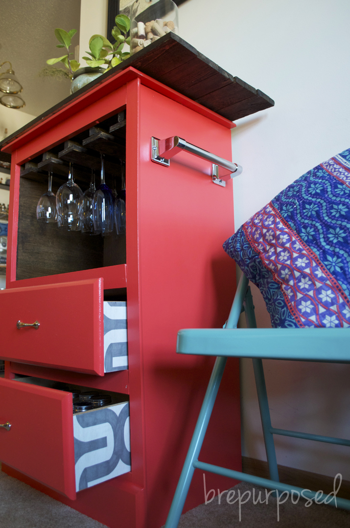 DIY Furniture Makeover with fabric covered drawers