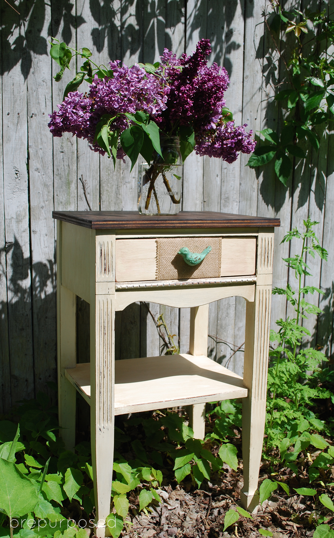 antique side table makeover with chalk paint