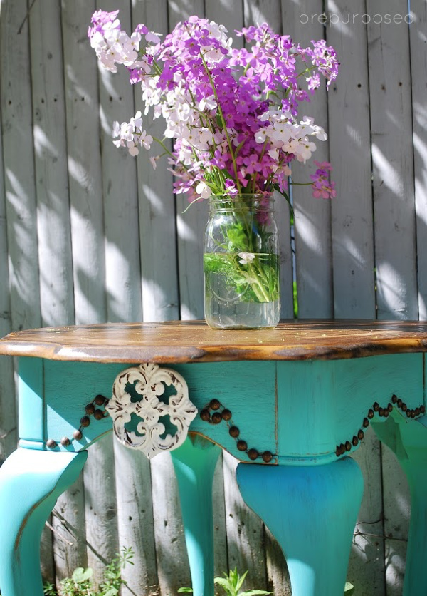 Closeup of Finished Antique Table Makeover