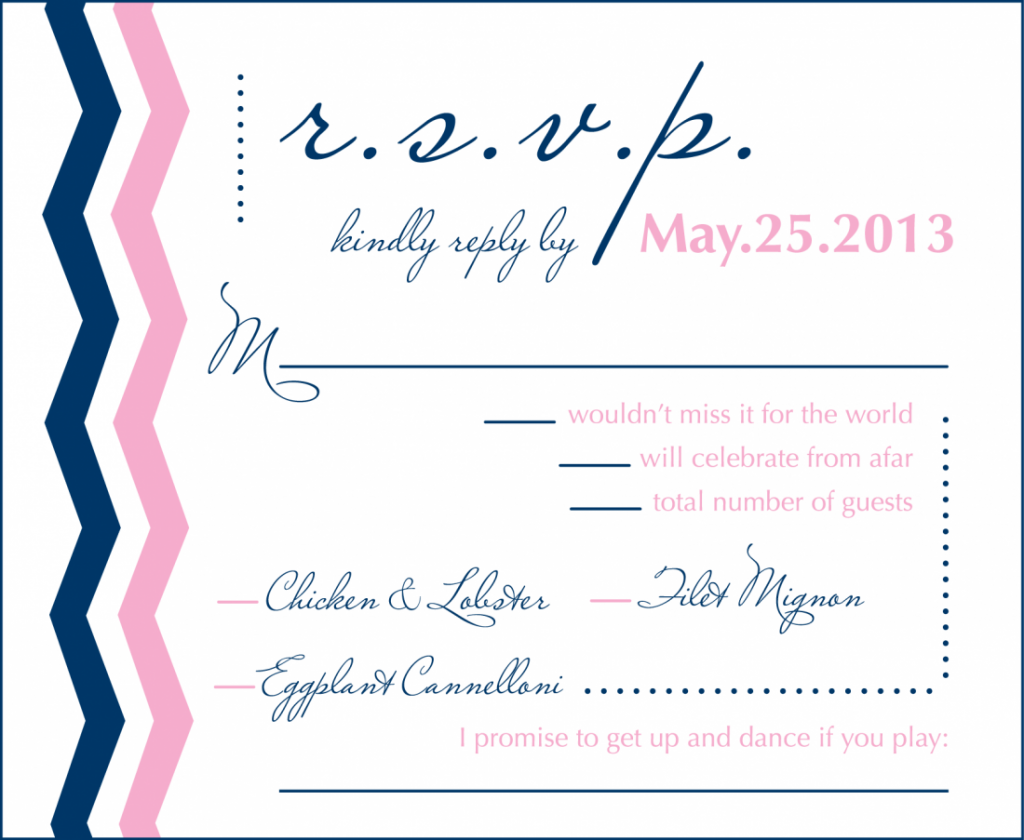 Navy and Pink Wedding Invitations