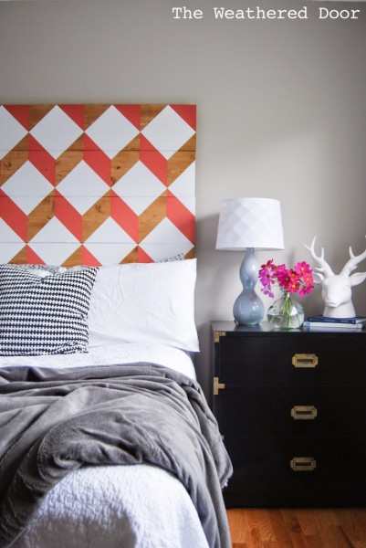 coral geometric headboard WD b-18