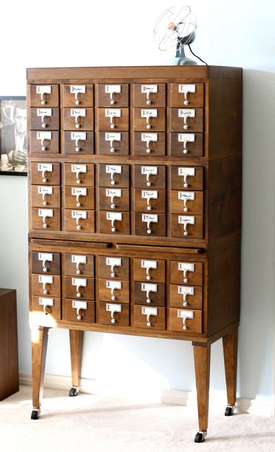 Tall Wood Card Catalog