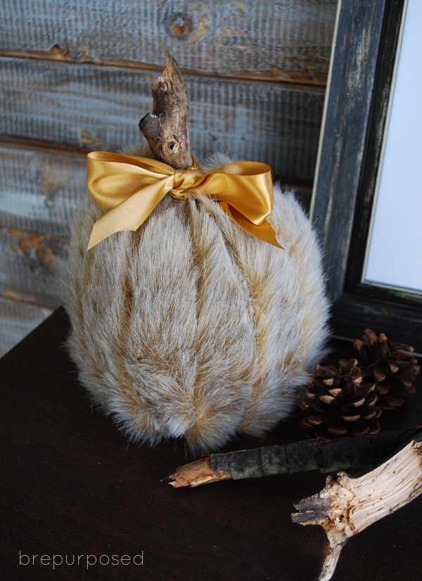 DIY Faux Fur Covered Pumpkins