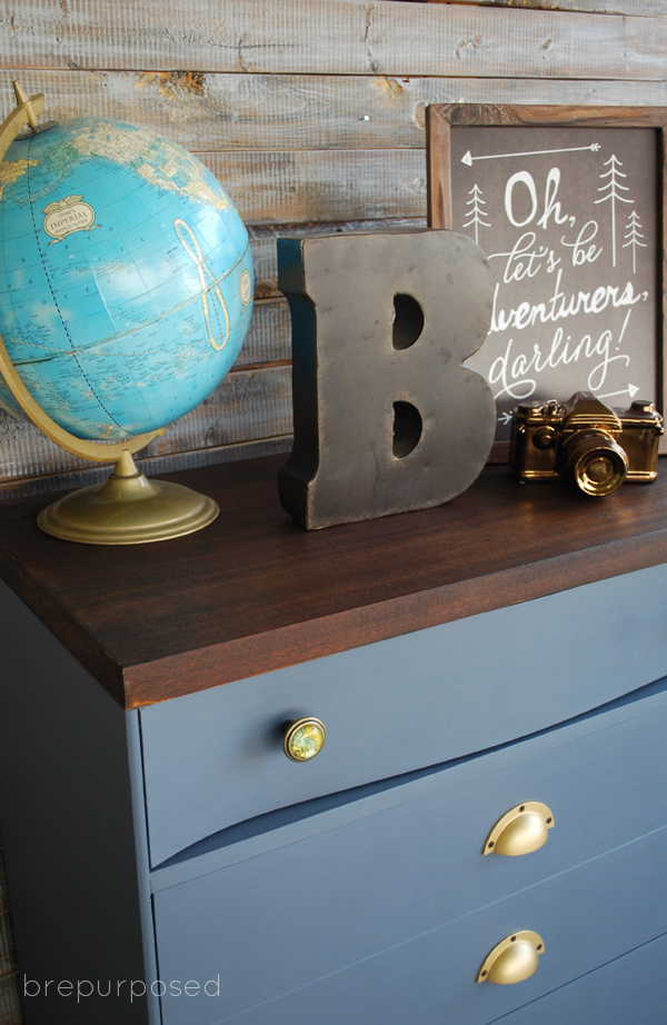 Stained Top of Tallboy Dresser