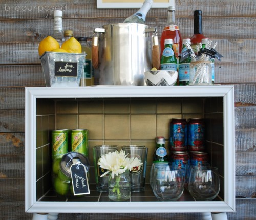 Gold Tiled Bar Cart