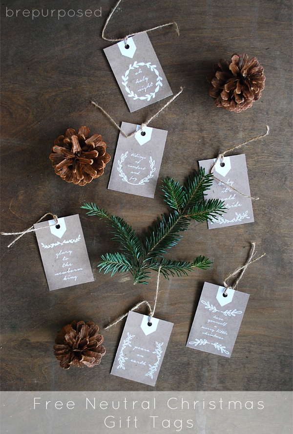 Free Neutral Christmas Gift Tags