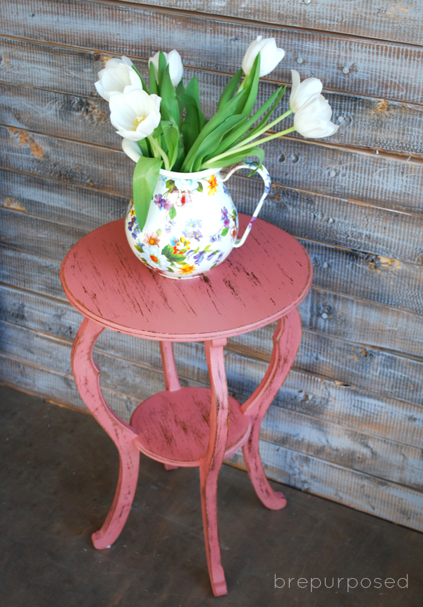 Distressed Scandinavian Pink Side Table