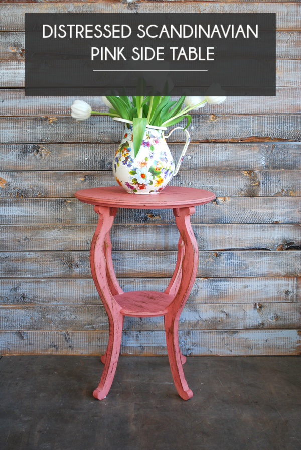 Distressed Scandinavian Pink Side Table