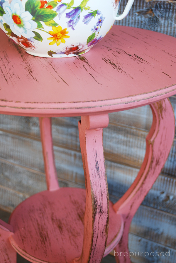 Distressed Pink Side Table