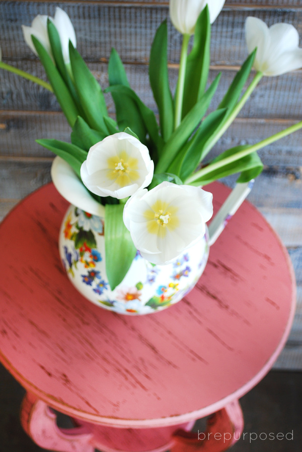 Distressed Pink Side Table Makeover