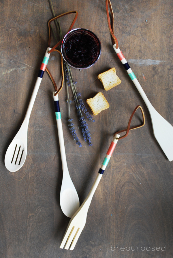 Colorful DIY Dollar Store Wooden Utensils