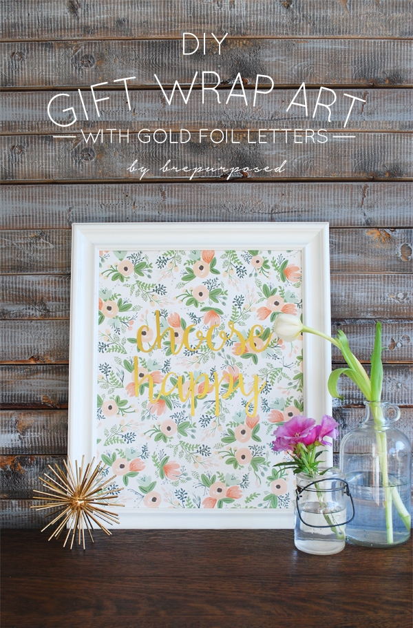 DIY Gift Wrap Art with Gold Foil Letters