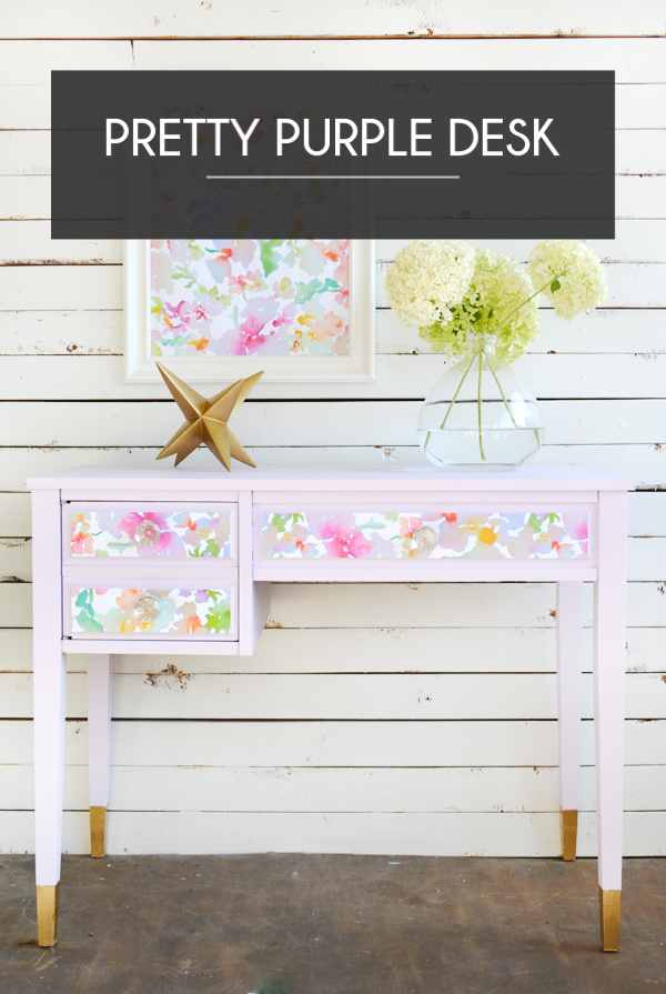 Old Sewing Table turned into a Pretty Purple Desk 