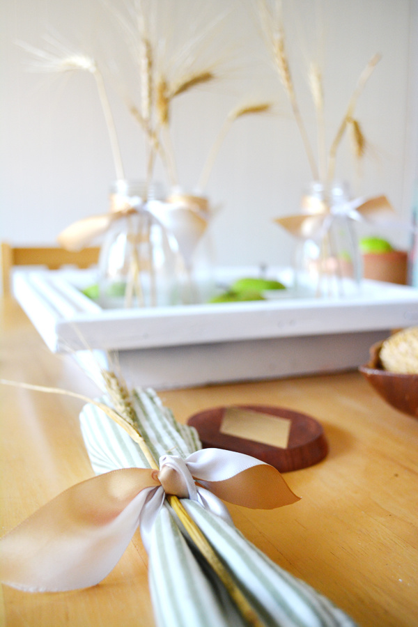 white tray with fall decor