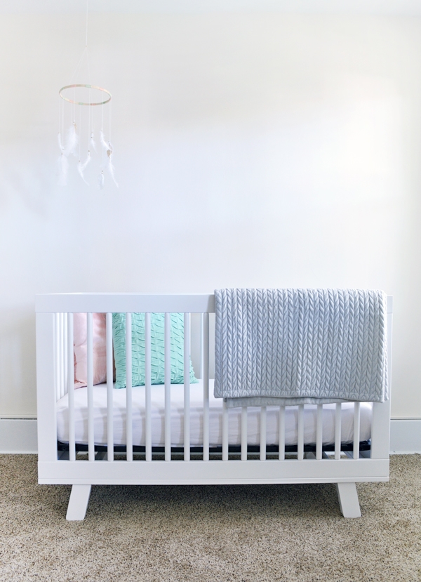 Modern Crib in Mint and Peach Nursery