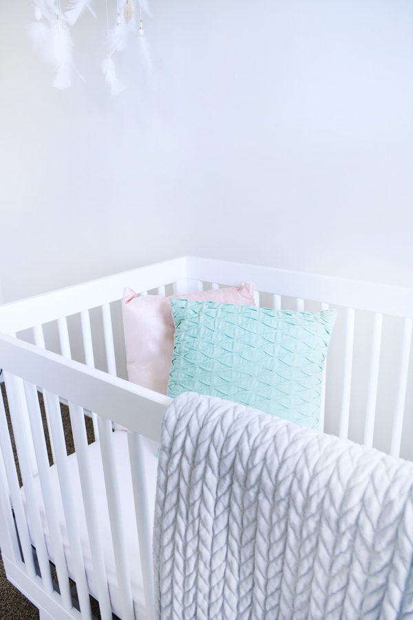 Modern Crib in Mint and Peach Nursery