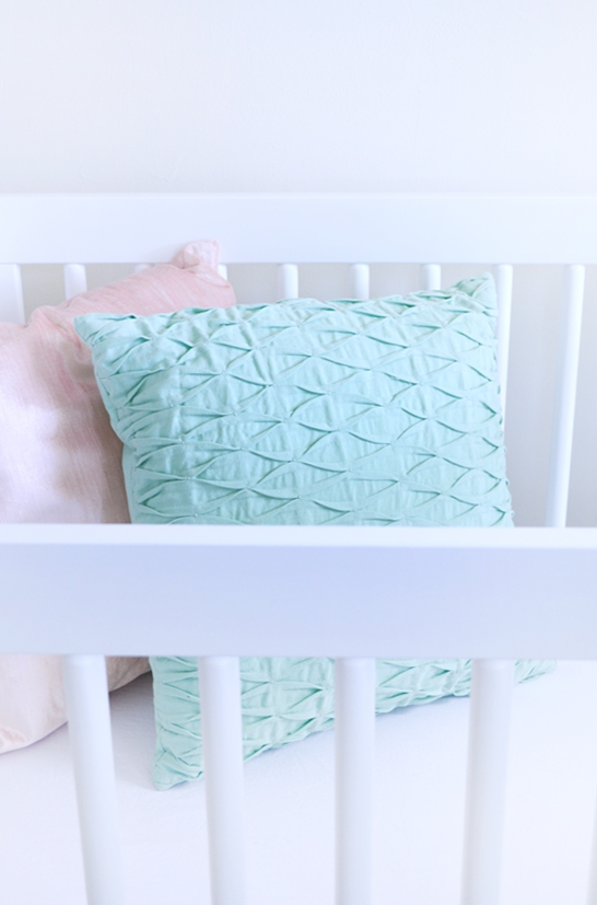Modern Crib in Mint and Peach Nursery