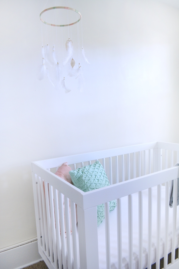 Modern Crib in Mint and Peach Nursery