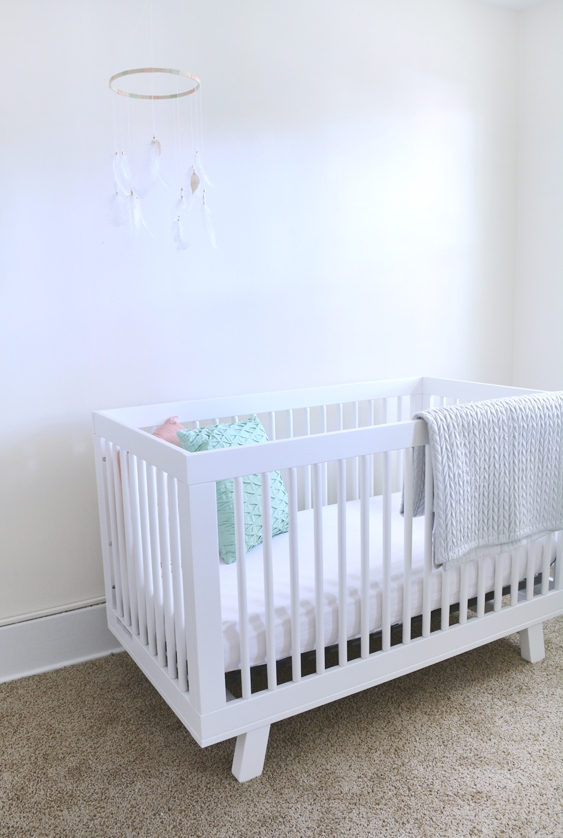 Modern Crib in Mint and Peach Nursery