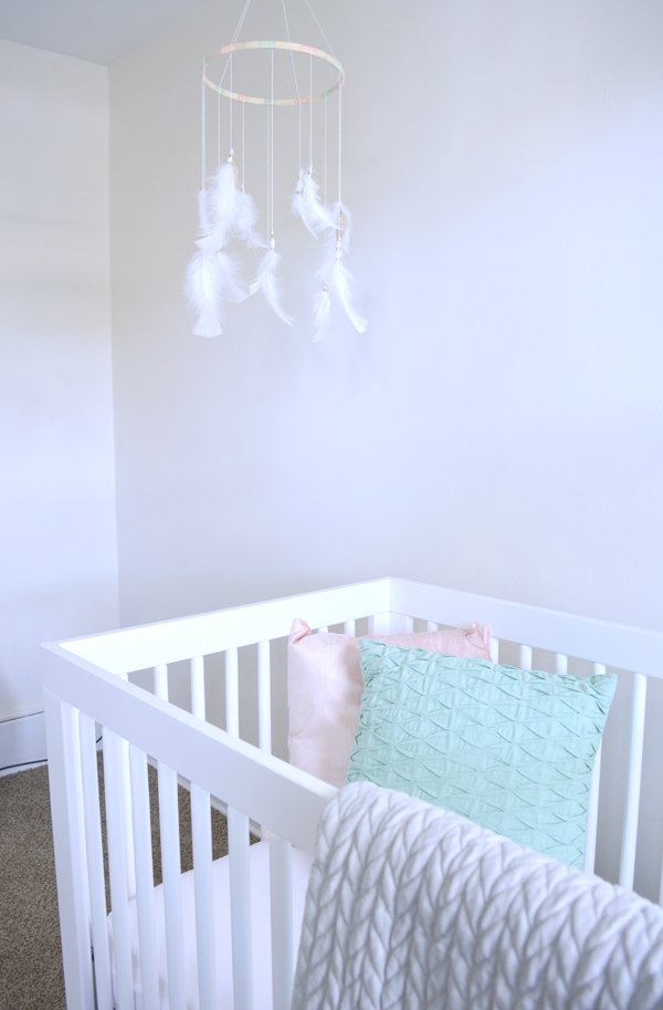 Modern Crib in Mint and Peach Nursery