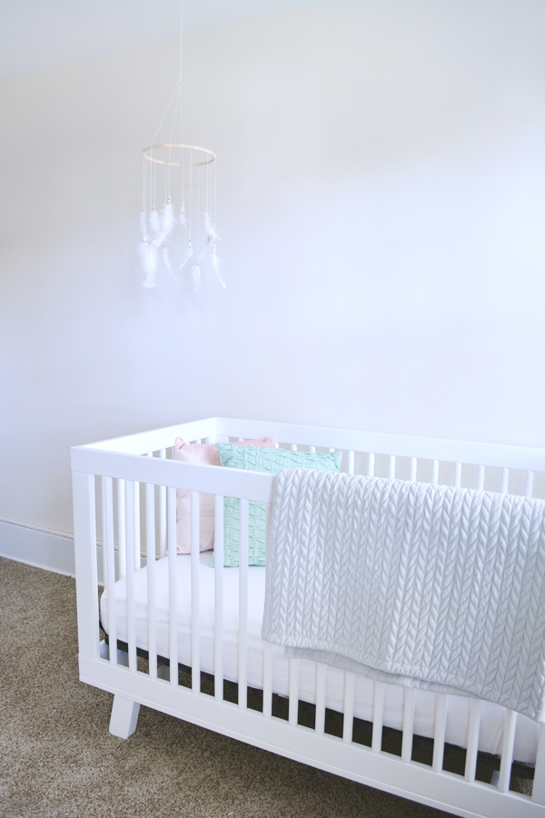 Modern Crib in Mint and Peach Nursery