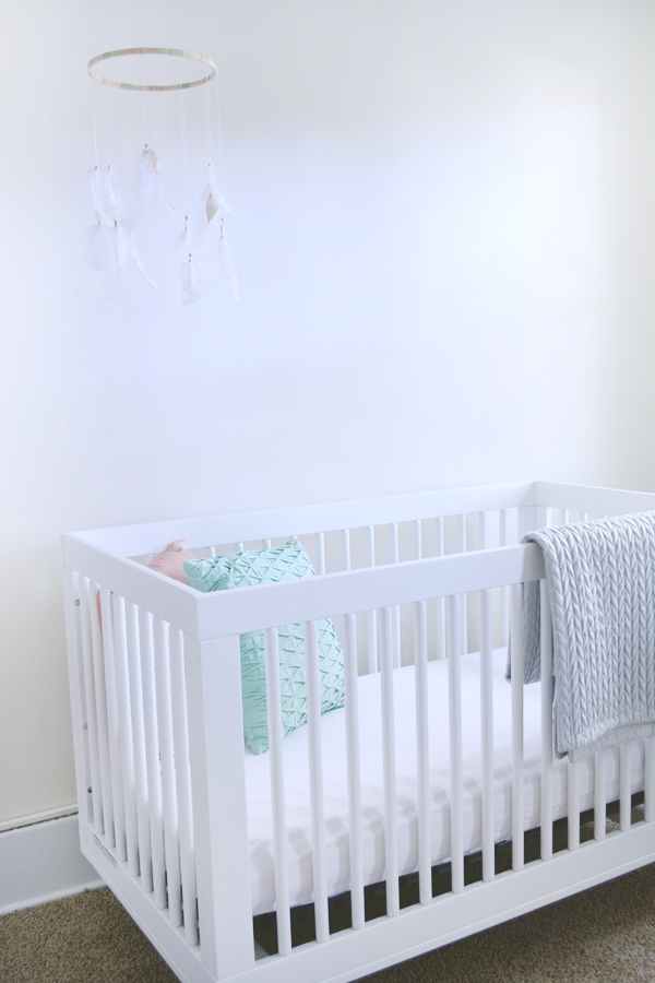 Modern Crib in Mint and Peach Nursery