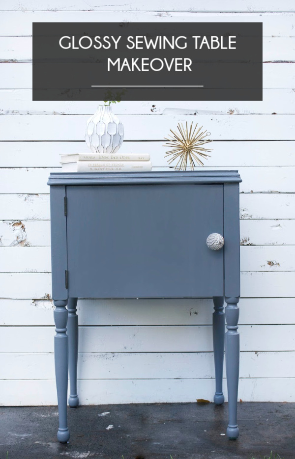 Glossy Sewing Table Makeover with Americana Decor Paint