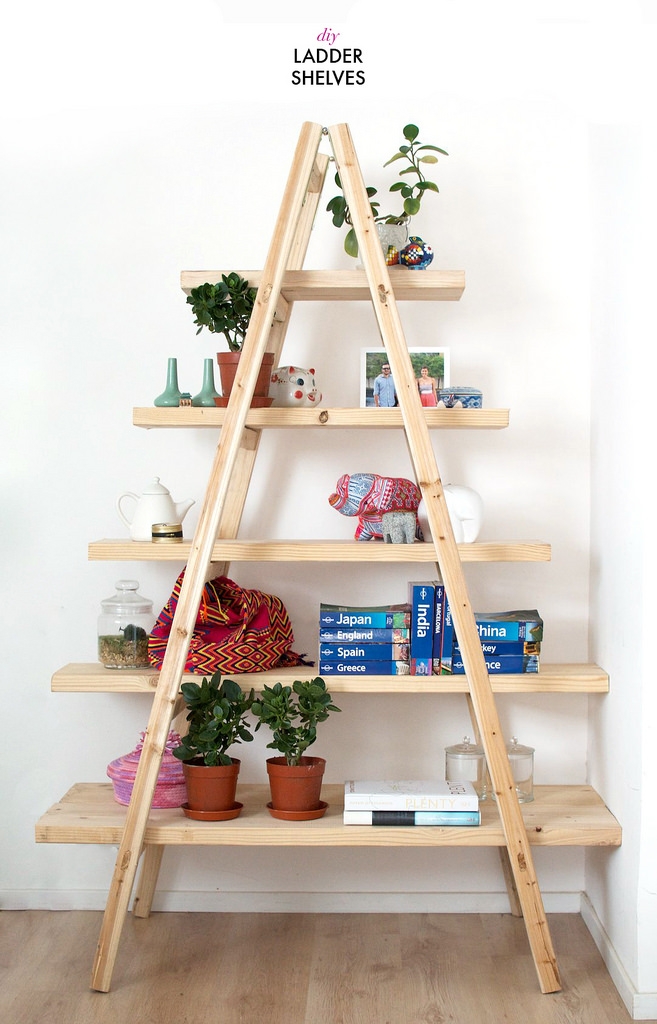 DIY Ladder Shelves