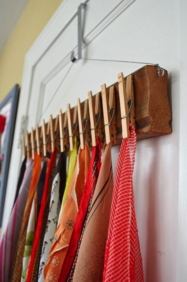 Clothes Pin Scarf Holder