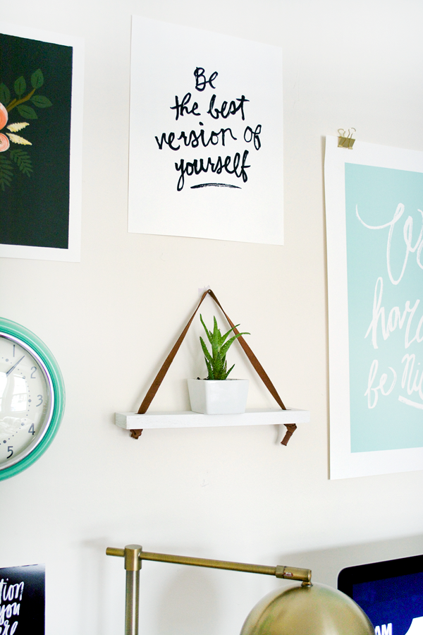 Diy Leather hanging shelf