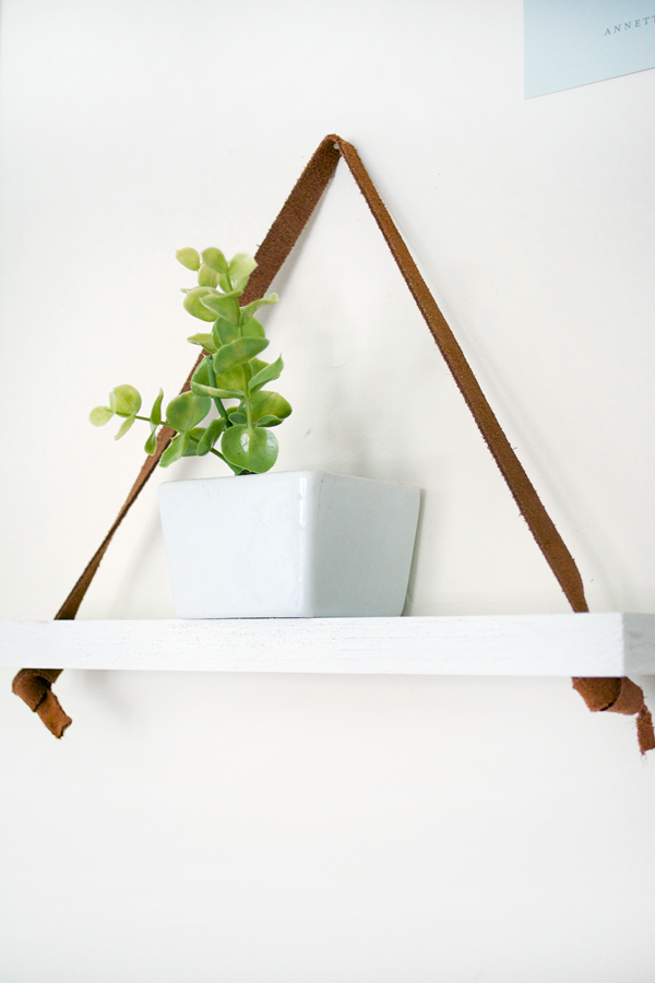 DIY Hanging Leather Shelves