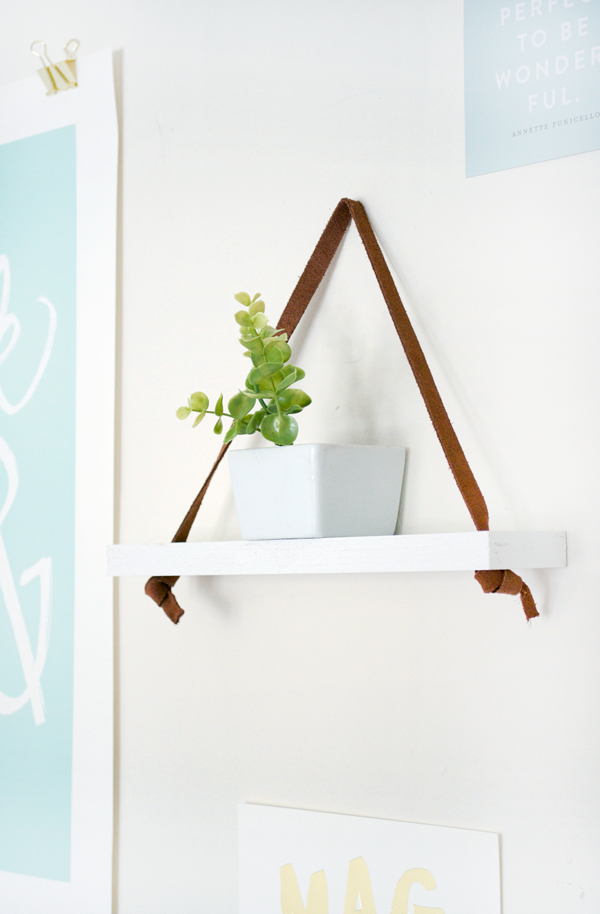 DIY Hanging Leather Shelves