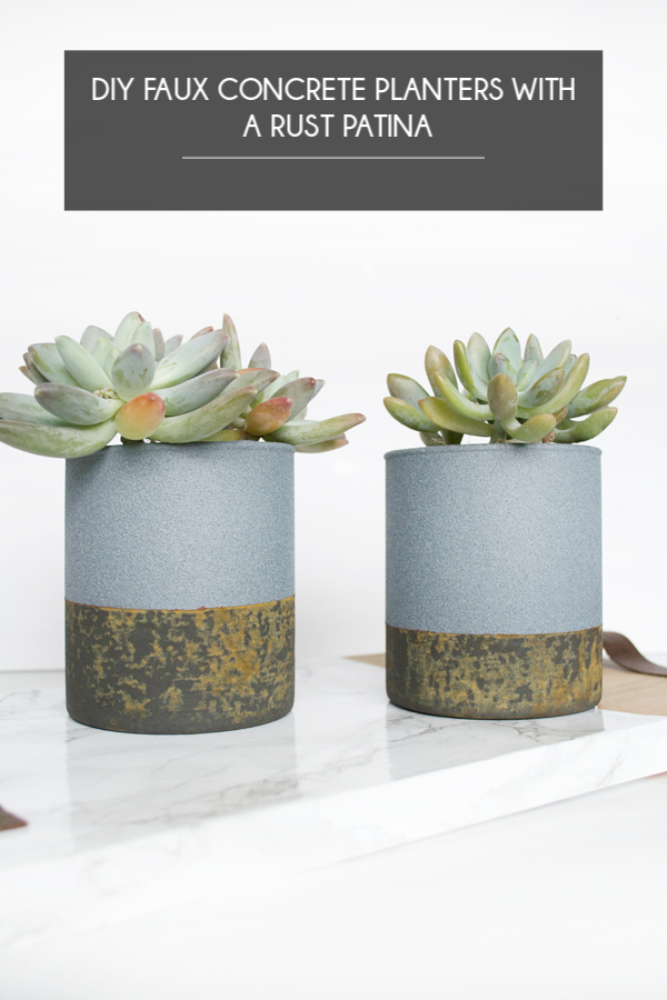 DIY Faux Concrete Planters With A Rust Patina