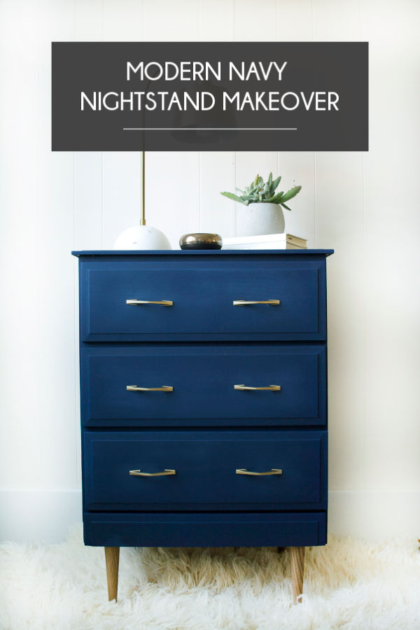 Modern Navy and Gold Nightstand Makeover