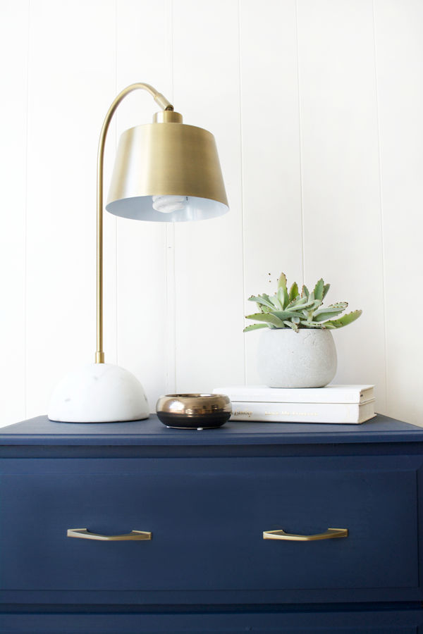 Modern Navy and Gold Dresser Makeover