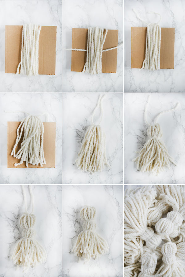 DIY Giant White Yarn Tassels