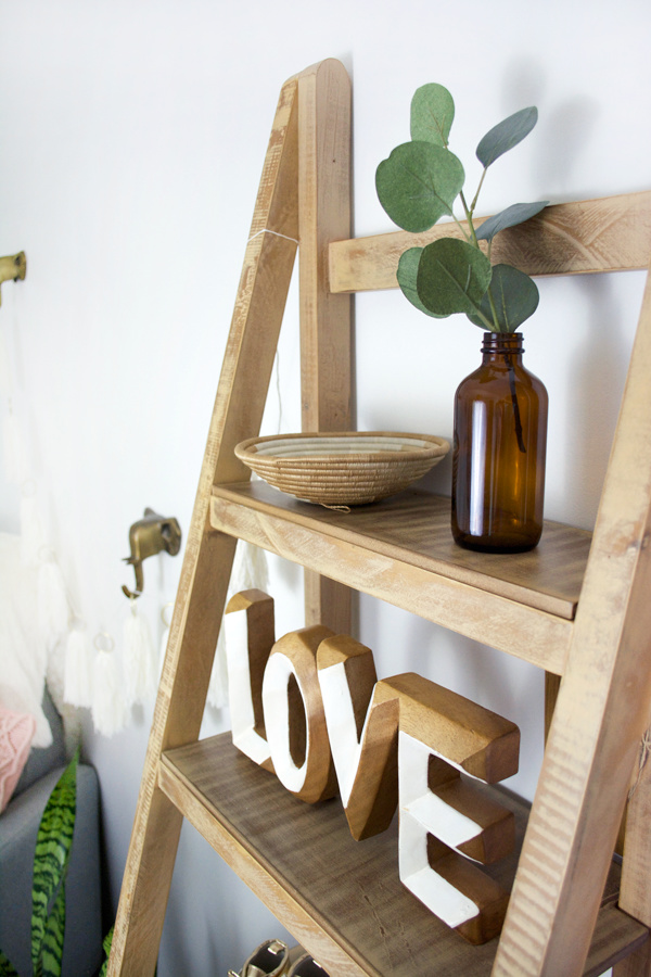 Boho Ladder Shelf Decor