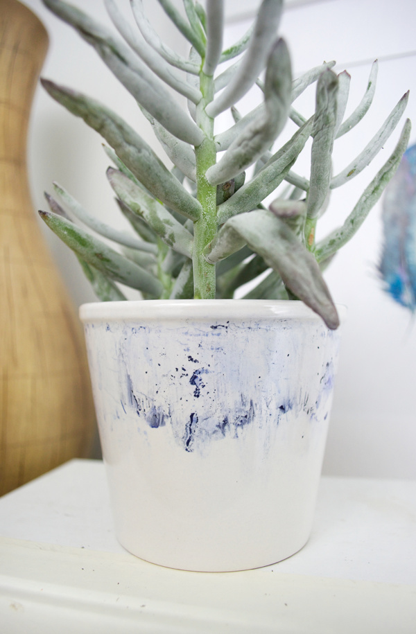 Blue Watercolor Planter