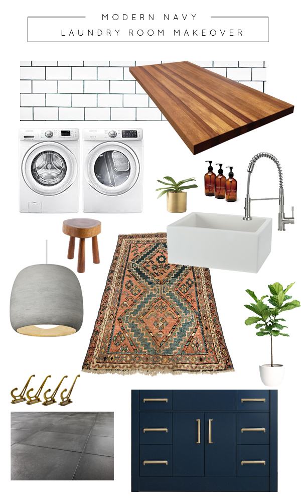 Modern Navy Laundry Room Makeover