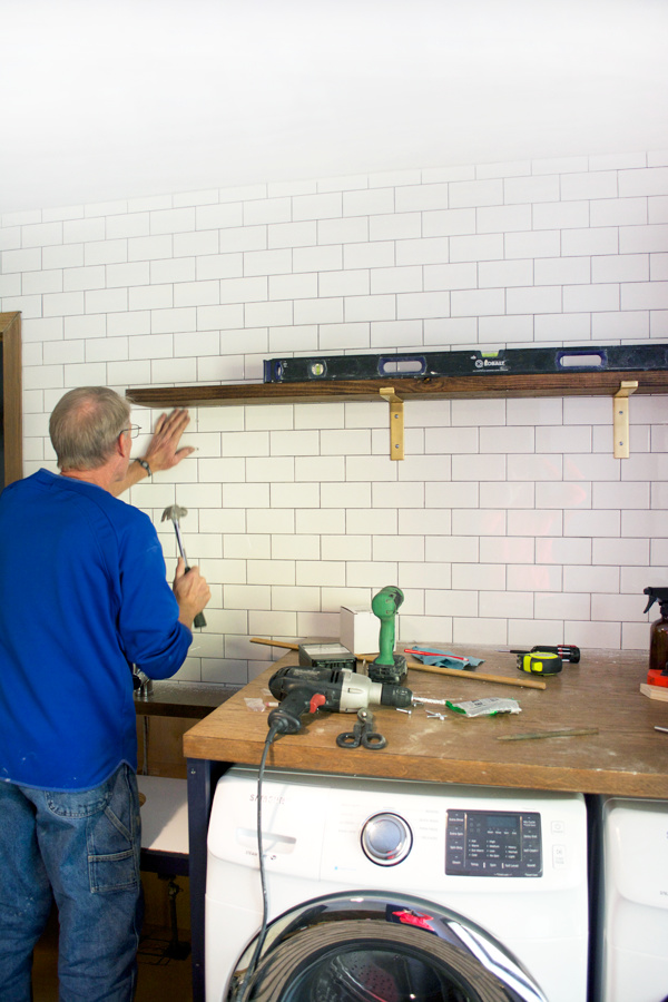 Hanging Open Shelving On Tile