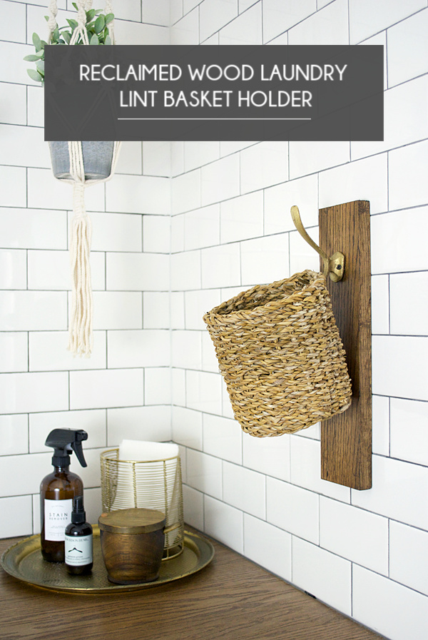 Reclaimed Wood Laundry Lint Basket Holder