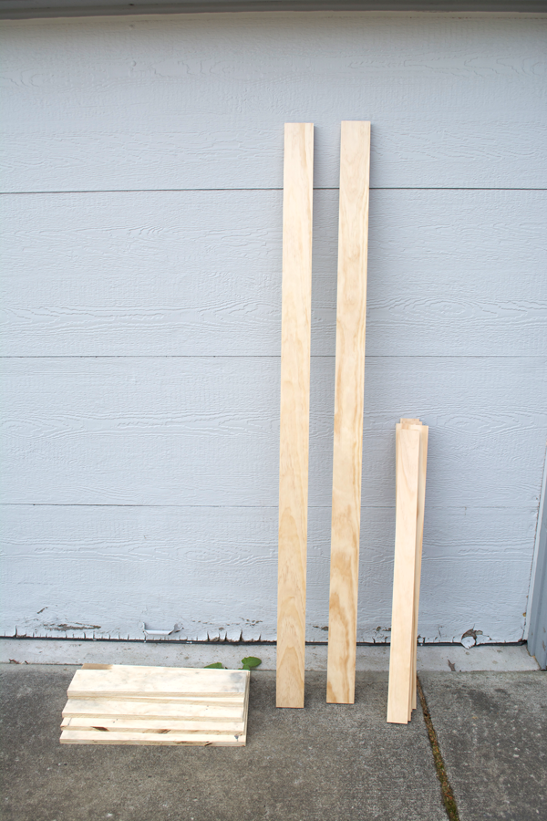 Wood used to build a diy ladder bookshelf