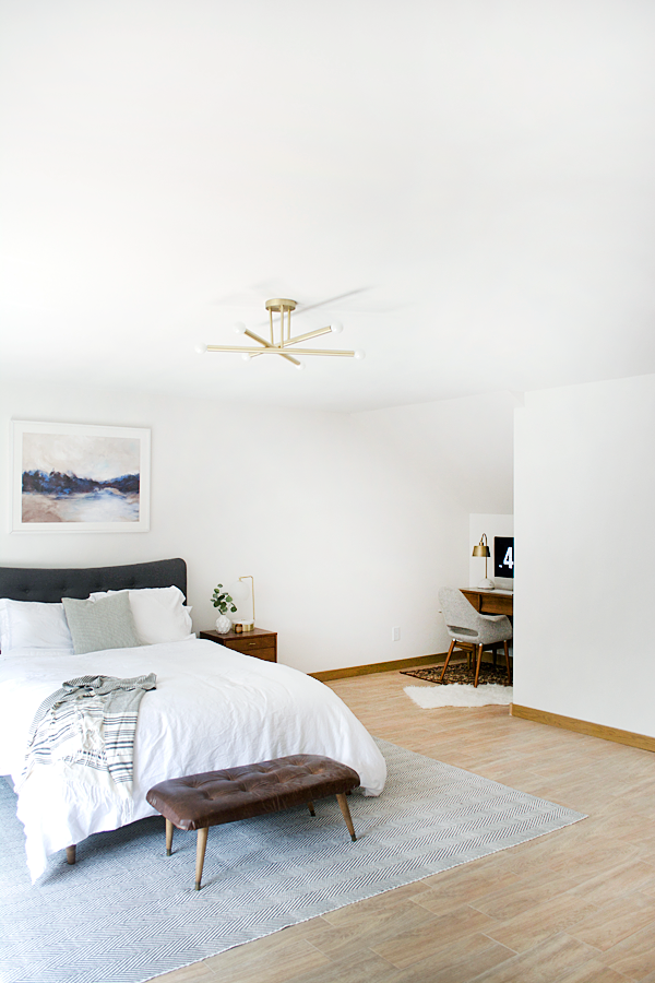 Wood Look Tile in a Modern Boho Bedroom